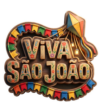 Viva S&atilde;o Jo&atilde;o Selo em Madeira R&uacute;stica Floral para Festa Junina