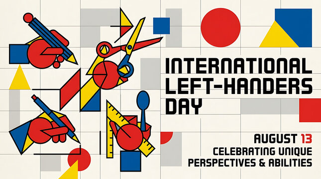 International left-handers day celebration poster geometric illustration