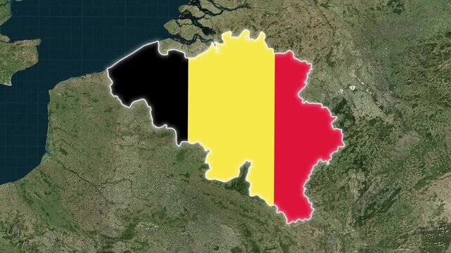 Belgium Map With Flag Animation
