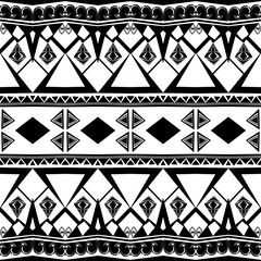 Fototapeta premium Black and White Tribal Geometric Seamless Pattern