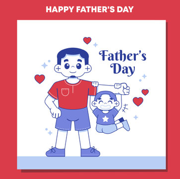 Happy Father's Day super dad character illustration vector