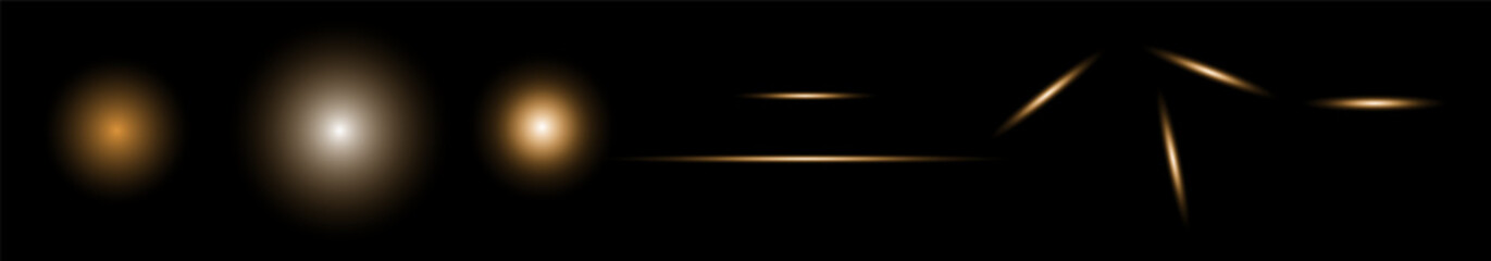 Light streaks and glowing orbs on black background vector illustration. © BeeStock