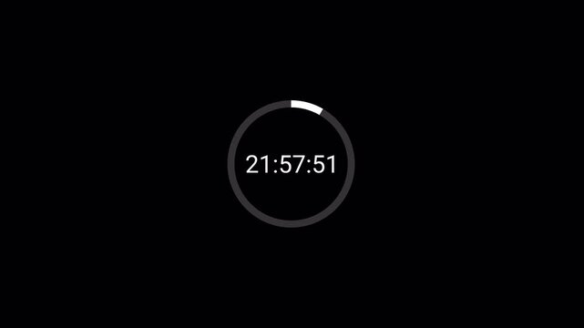 One day countdown timer animation in one minute, 24 hours countdown timer in 60 seconds on a transparent background, Countdown timer in 4k.