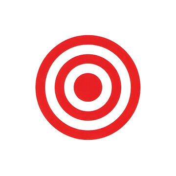 Red target bullseye icon with concentric circles isolated on transparent background