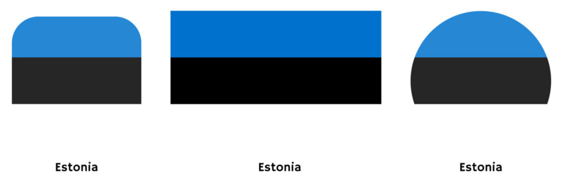 Estonia flag vector SVG in circle and square curved flag shapes with transparent background. Editable, scalable national flag design for branding, web, print, and digital media.