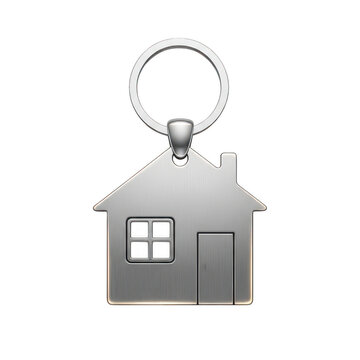 Simple house icon with lightbulb keychain charm isolated on transparent background