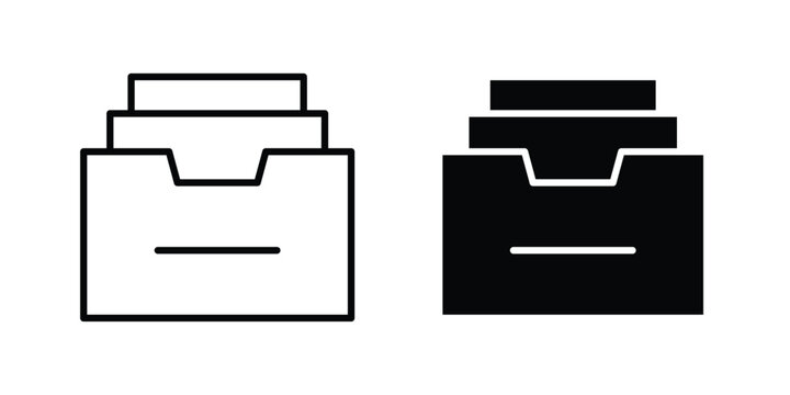 Archive folders icon in different style. vector flat and outlined icons