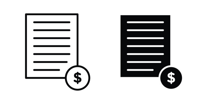 Bill paid icon in different style. vector flat and outlined icons