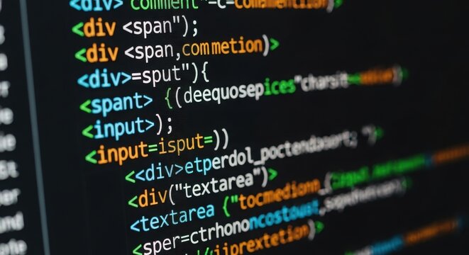 Closeup of computer code on a screen