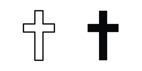 Fototapeta premium Christian cross icon in different style. vector flat and outlined icons