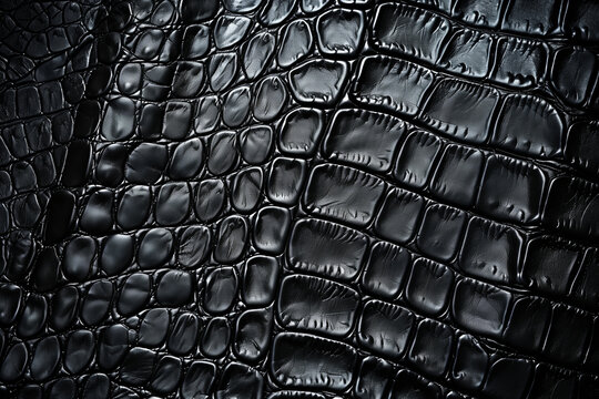 Exotic black crocodile leather scales texture background