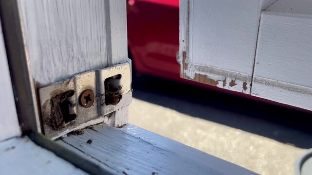 A wasp ina hole in wall