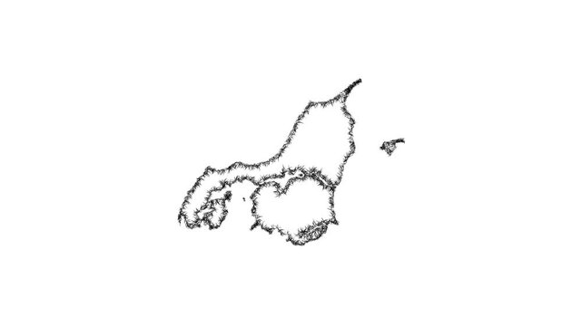 Sketch Nordjylland outline map animation - smooth progressive reveal