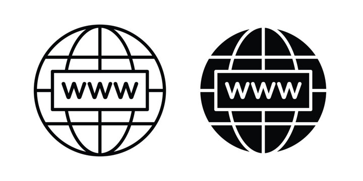 Domain icon in different style. vector flat and outlined icons