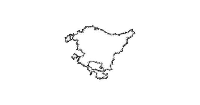 Sketch Basque Country outline map animation - smooth progressive reveal