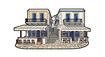 Naklejka premium Two Story Building With Balcony.