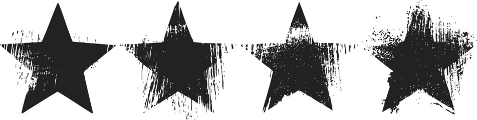 Obraz premium vintage grunge black stars set with distressed texture and rough edges on white background