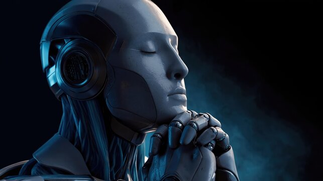 Sci Fi Android Head Portrait With Circuitry Detail