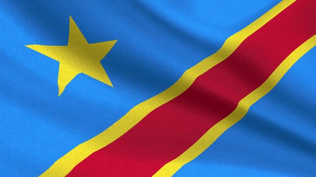Seamless 3D video of the DR Congo flag fluttering in the wind looping