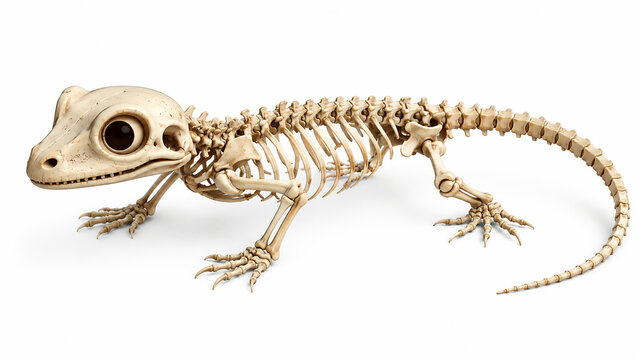Cute Newt Skeleton Cartoon Character Isolated on White Background 3D Anatomy Illustration