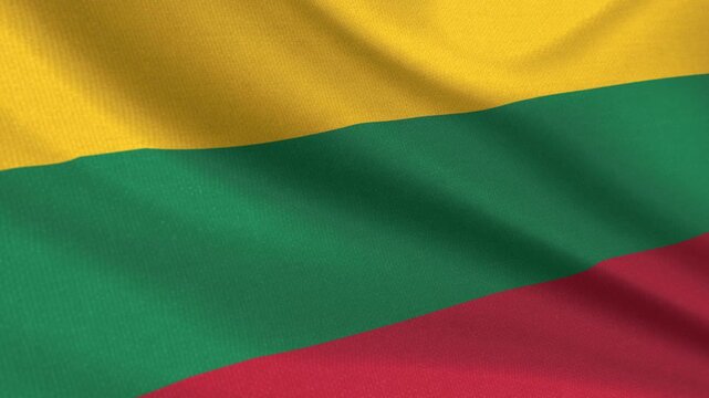 Seamless 3D video of the Lithuania flag fluttering in the wind looping