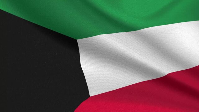 Seamless 3D video of the Kuwait flag fluttering in the wind looping