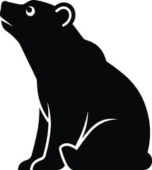 Sitting little bear cub silhouette vector icon, looking up cute wildlife baby animal graphic element, forest predator logo illustration © Mdjoshel 