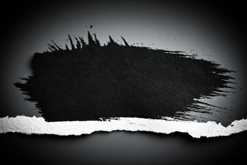 Fototapeta premium Creative artwork of torn paper with black paint on a dark background