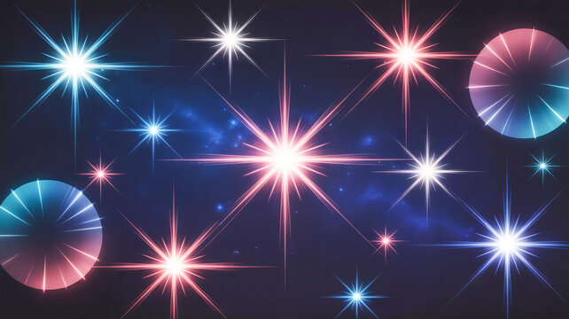 A digital art composition featuring vibrant stars and colorful spheres in space with a focus on light, energy, and cosmic beauty.