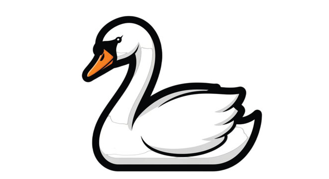 White Swan Bird Cartoon Character.