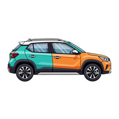 Obraz premium Colorful SUV Car Illustration Isolated on White | Modern Vehicle Design