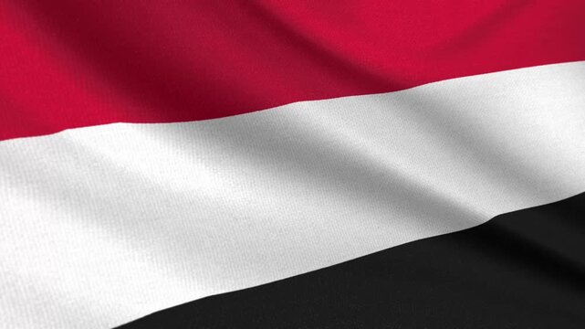 Seamless 3D video of the Yemen flag fluttering in the wind looping