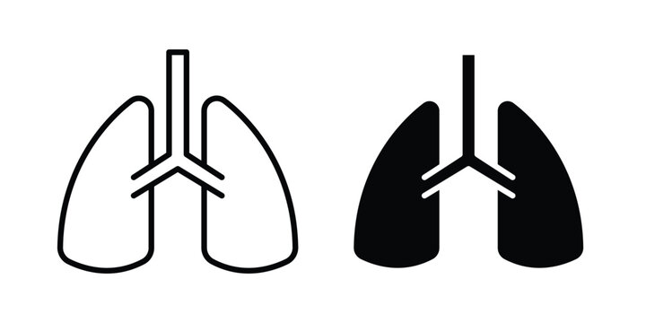 Human lungs icon in different style. vector flat and outlined icons