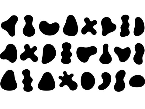Set of black organic blob shapes and liquid abstract forms