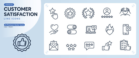 Customer Satisfaction and Client Feedback Service Vector Line Icons Set © VectorNest 95