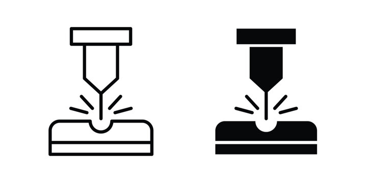 Laser machine icon in different style. vector flat and outlined icons