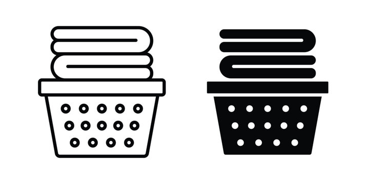 Laundry basket icon in different style. vector flat and outlined icons
