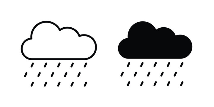 Raining icon in different style. vector flat and outlined icons