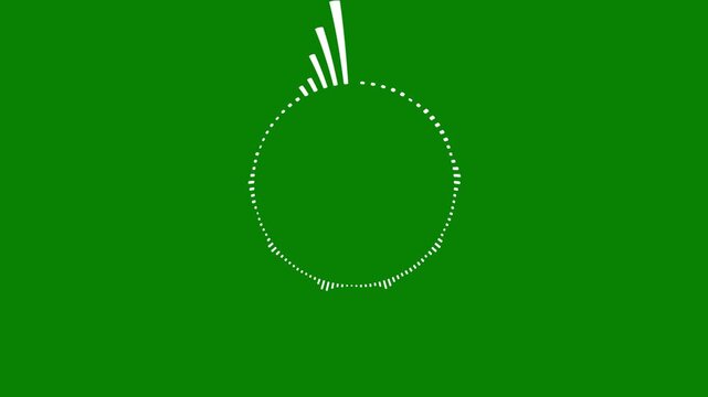Dynamic circle audio spectrum overlay animation, white video footage of audio visualizer on green background, loop animation for music visualizer and streaming design, 4K