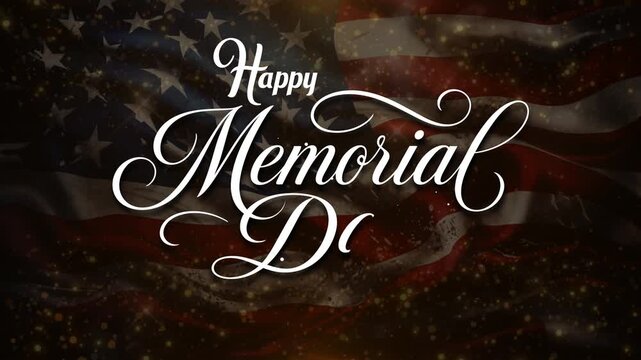 Happy Memorial Day Text Animation American Background