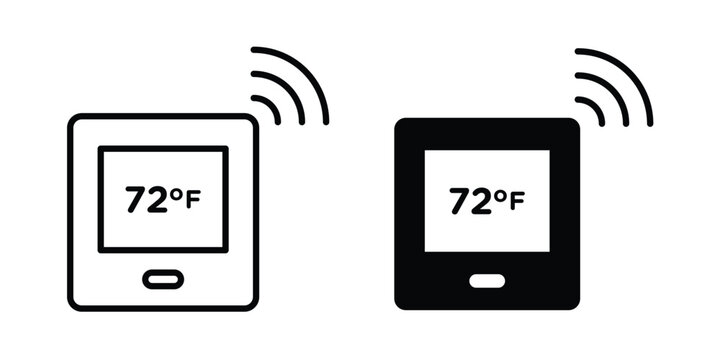 Thermostat icon in different style. vector flat and outlined icons