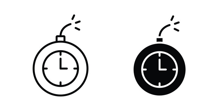 Time bomb icon in different style. vector flat and outlined icons