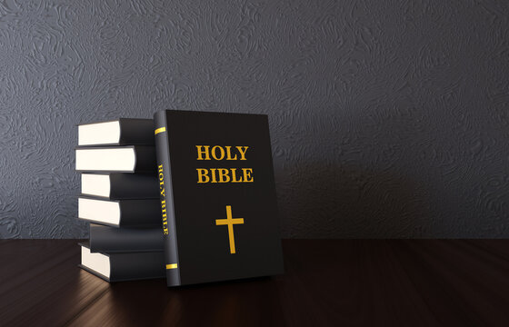 Holy bible book on the desk. 3d-rendering