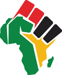 Fototapeta premium African continent map silhouette with pan african flag colors design.