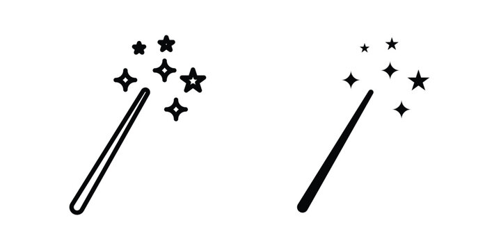 Wand icon in different style. vector flat and outlined icons