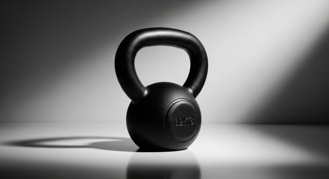 Black kettlebell weight on white background fitness equipment
