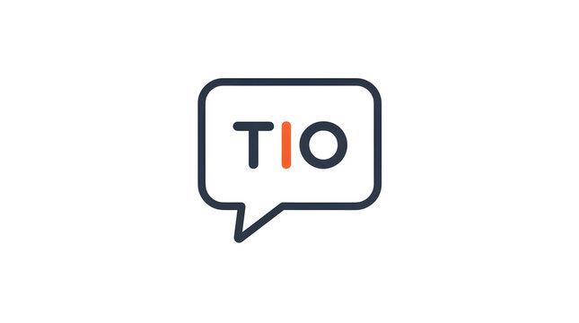 Speech bubble graphic containing the text TIO provides a clean modern design element for corporate branding and digital communications.