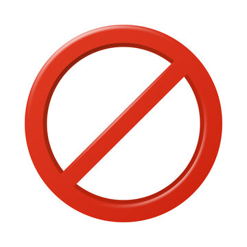 3D illustration of A red prohibition sign on a white background PNG.