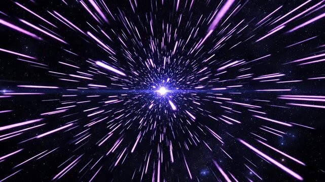 Cosmic warp speed travel with bright light streaks.