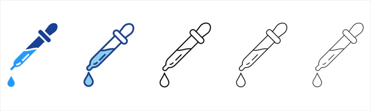 Eyedropper  Icon In Different Color And Outline Style 